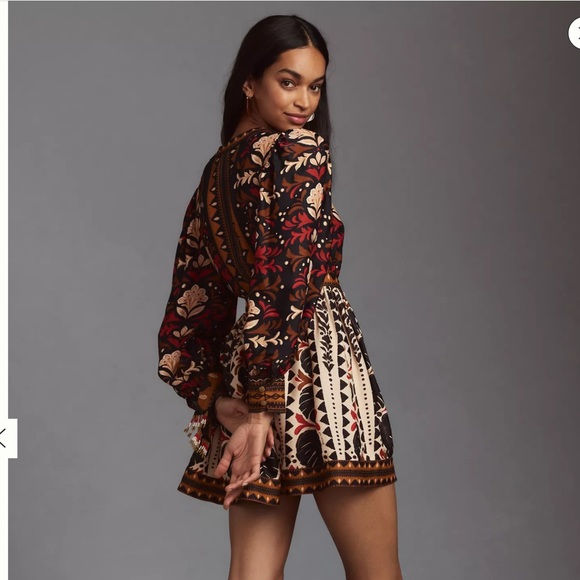 FARM Rio Tapestry Garden Multicolor V Neckline Mini Dress - Picture 6 of 12